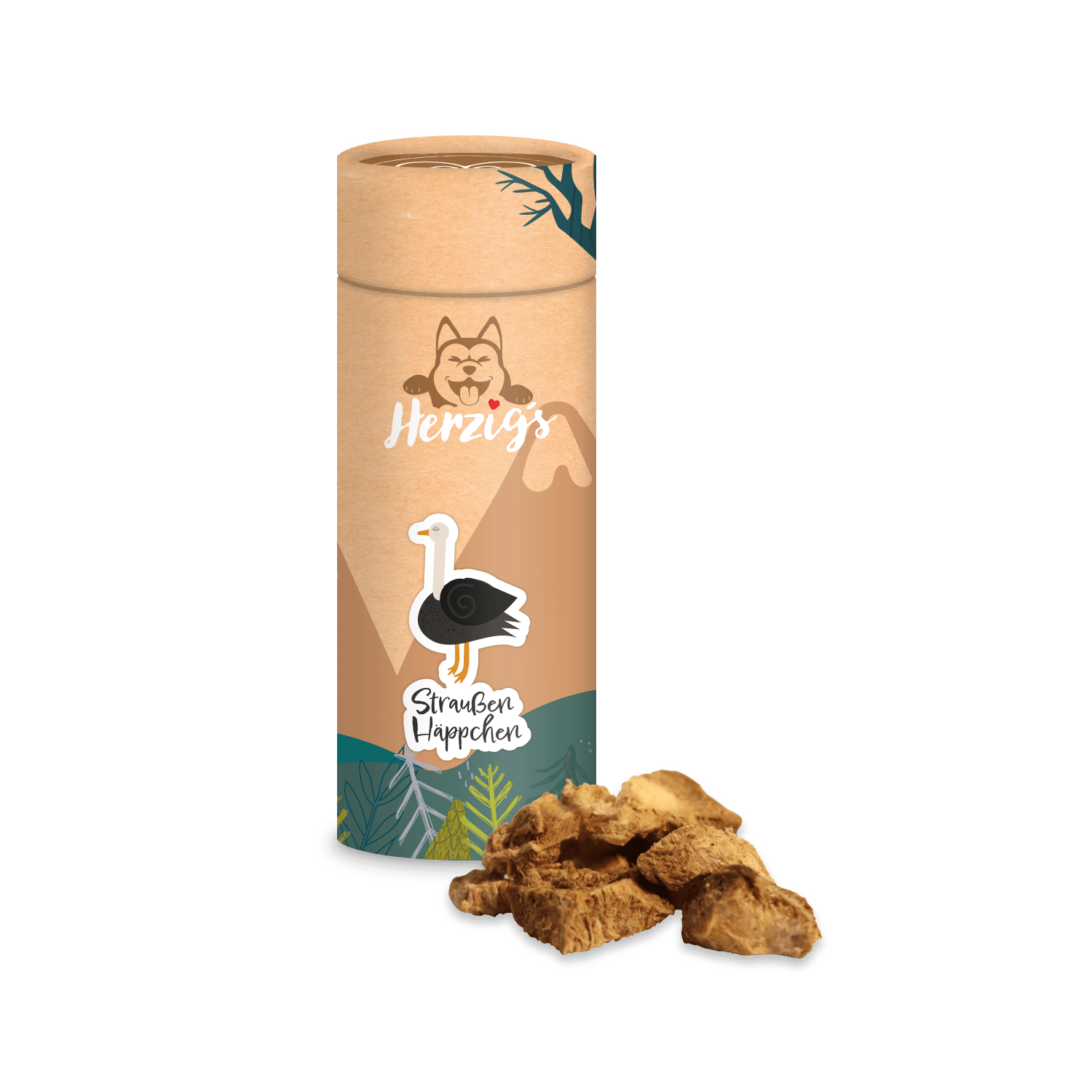 Straussenhäppchen Leckerlies Tierfutter Hundehäppchen mit Inhalt - Hundefutter bei Herzigs Petfood